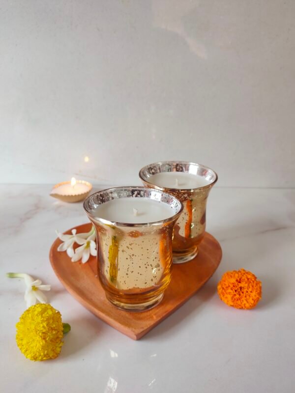 Big Gold Mercury Votive Candle Duo – Diwali Special Offer