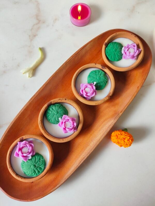 Mini Lotus Pond Candles – Set of 4 (Mauve)