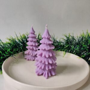 Christmas Tree Candle Set Of 2 - Mauve
