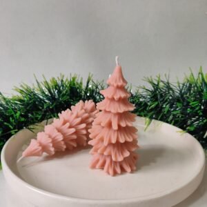 Christmas Tree Candle Set Of 2 - Peach