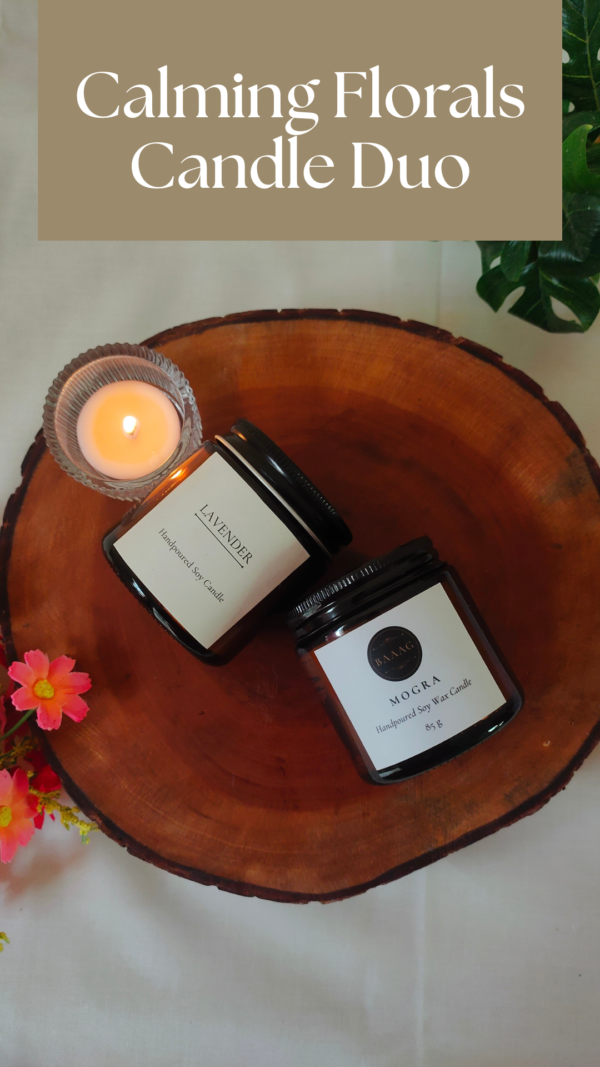 Calming Florals Scented Candles Duo: Lavender & Mogra | BAAAG