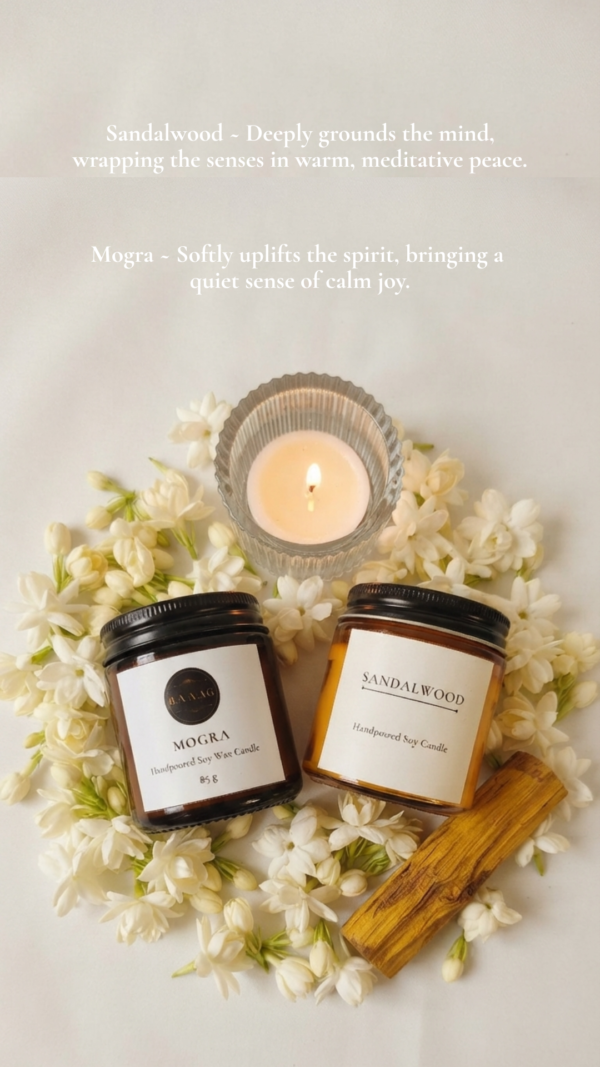 Mogra & Sandalwood Scented Candle Duo: The Evening Ritual | BAAAG